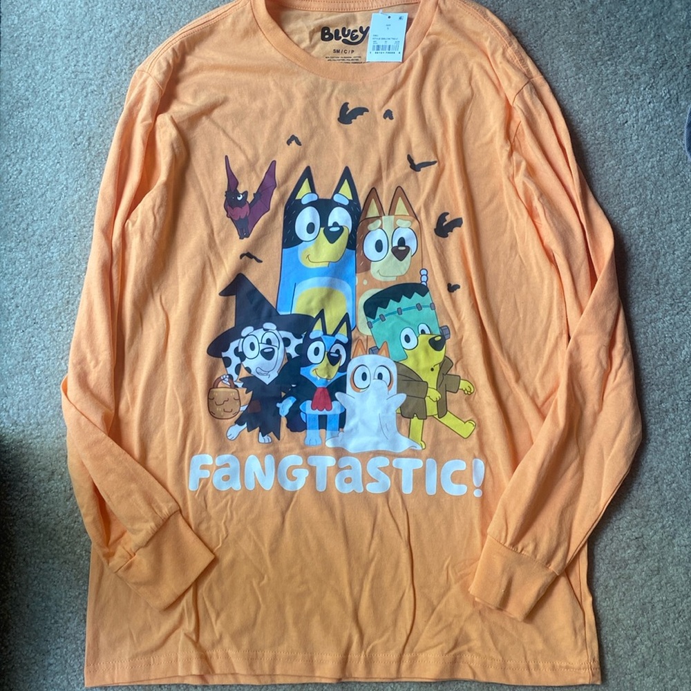 Bluey Men's Orange Long Sleeve Halloween Fangtastic T-Shirt S